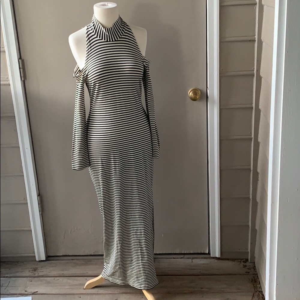 Black & White Cold Shoulder Dress